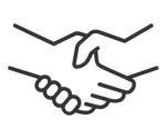 Outline of two hands shaking